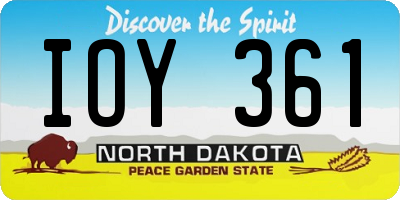 ND license plate IOY361