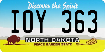 ND license plate IOY363