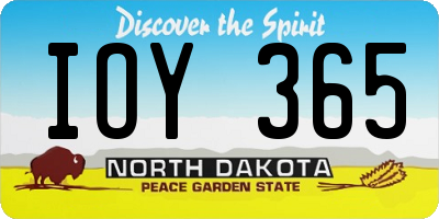 ND license plate IOY365