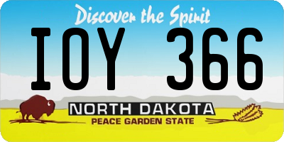 ND license plate IOY366