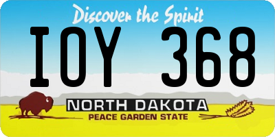 ND license plate IOY368
