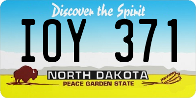 ND license plate IOY371