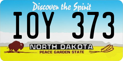 ND license plate IOY373