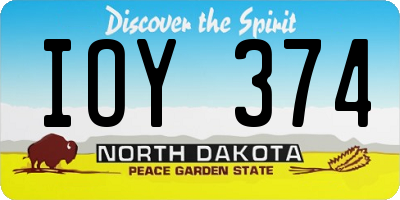 ND license plate IOY374