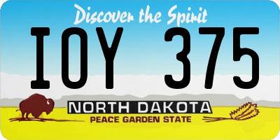 ND license plate IOY375