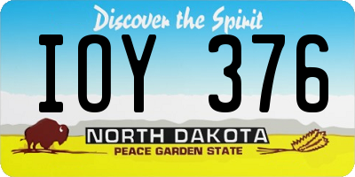 ND license plate IOY376