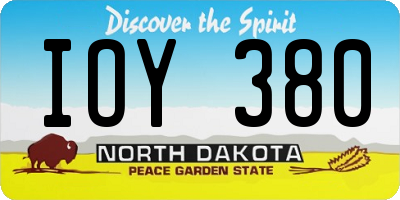 ND license plate IOY380
