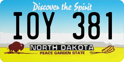 ND license plate IOY381
