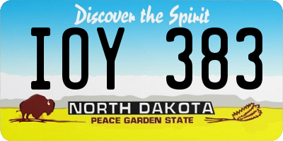 ND license plate IOY383