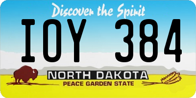 ND license plate IOY384