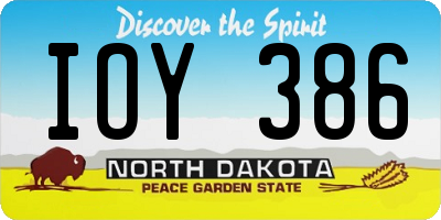 ND license plate IOY386