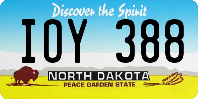 ND license plate IOY388