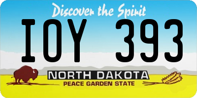 ND license plate IOY393