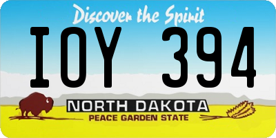 ND license plate IOY394