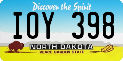 ND license plate IOY398