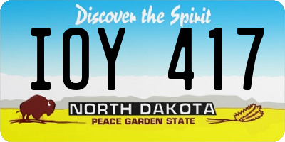 ND license plate IOY417