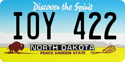 ND license plate IOY422