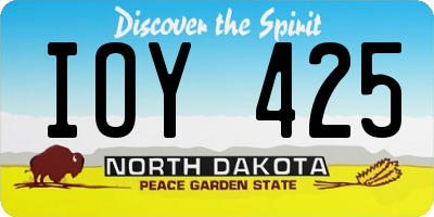 ND license plate IOY425
