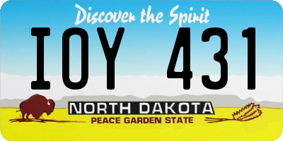 ND license plate IOY431