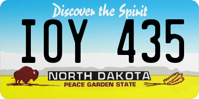 ND license plate IOY435