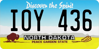 ND license plate IOY436