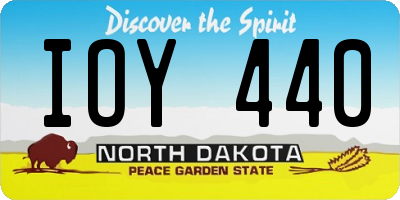 ND license plate IOY440