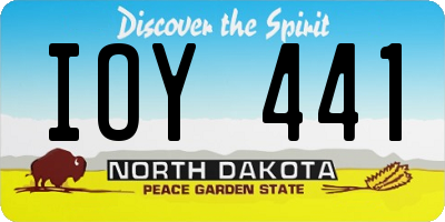 ND license plate IOY441