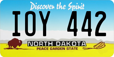 ND license plate IOY442