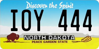 ND license plate IOY444