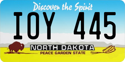ND license plate IOY445