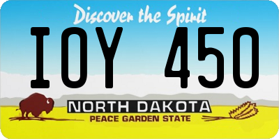 ND license plate IOY450