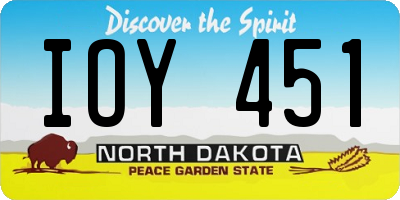 ND license plate IOY451