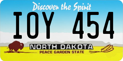 ND license plate IOY454