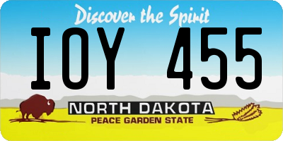 ND license plate IOY455