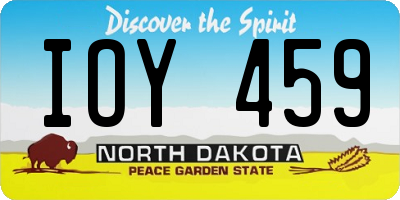 ND license plate IOY459