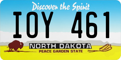 ND license plate IOY461