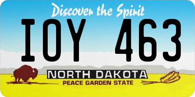 ND license plate IOY463