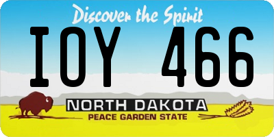 ND license plate IOY466