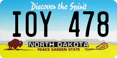 ND license plate IOY478