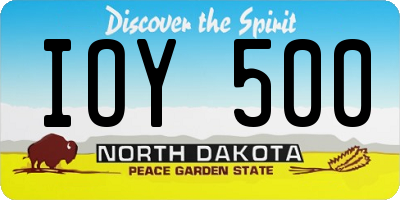 ND license plate IOY500