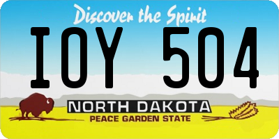 ND license plate IOY504