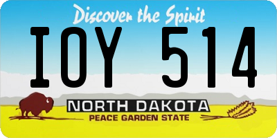 ND license plate IOY514