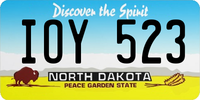 ND license plate IOY523