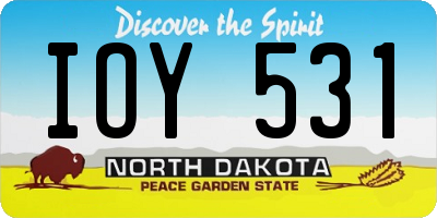 ND license plate IOY531