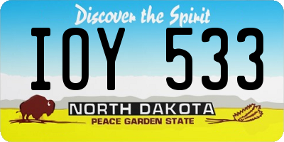 ND license plate IOY533
