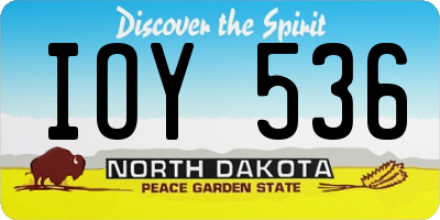 ND license plate IOY536