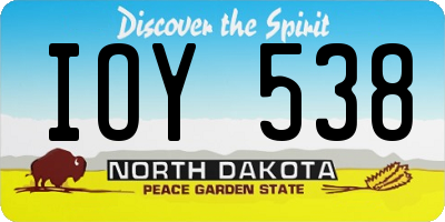 ND license plate IOY538