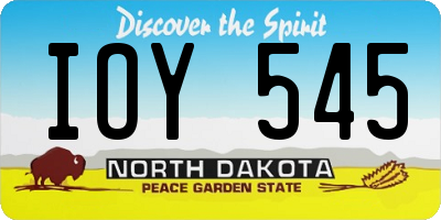 ND license plate IOY545