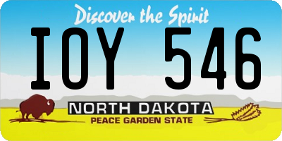 ND license plate IOY546