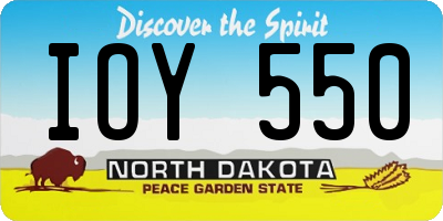 ND license plate IOY550